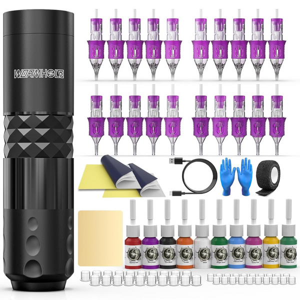 78-Pieces Wireless Tattoo Gun Kit With 1500 MAh Capacity Battery