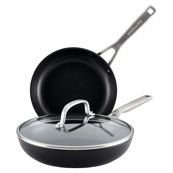 KitchenAid Hard Anodized Induction Nonstick Frying Pan Set With Lid, 3-Piece