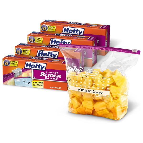 Hefty Slider Calendar Storage Bags, Gallon Size, 30 Count (Pack Of 4), 120 Total