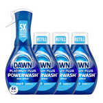 Dawn Platinum Powerwash Dish Spray, Dish Soap Liquid, Fresh Scent Bundle, 1 Spray (16oz) + 3 Refills (16oz each)