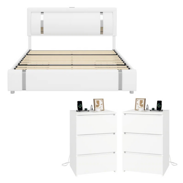 Wrought Studio 3-Piece Queen Bedroom Set (Black Or White)