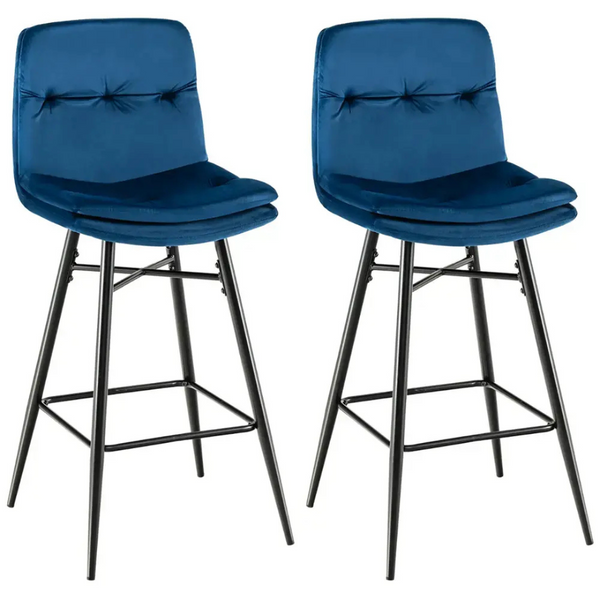 Set Of 2 Costway Velvet Bar Stools With Metal Legs