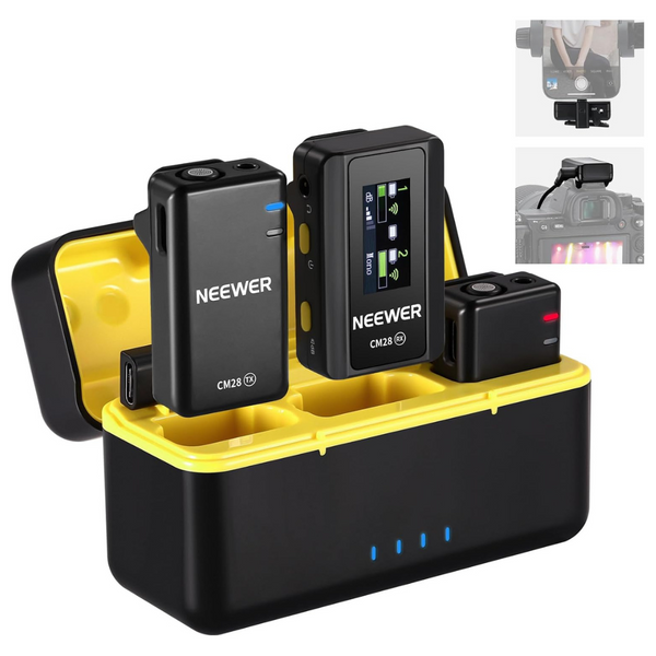 Neewer CM28 Wireless Lavalier Microphone System With Charging Case