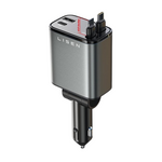 Lisen 4-in-1 69W Retractable Apple Lightning & USB-C Cable Car Charger