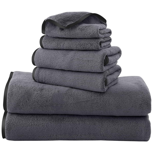 6-Piece Tenstars Luxury Silk Hemming Microfiber Towel Set