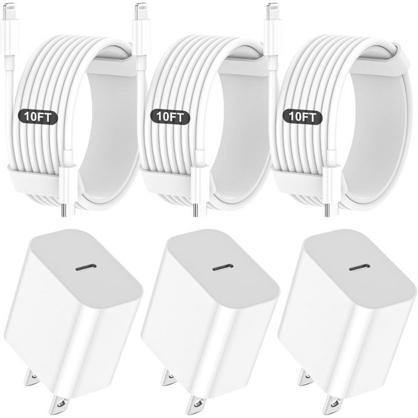 3-Pack 20W Phone Lightning Charger