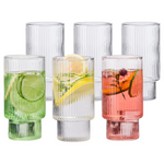 Set of 6 14oz Ribbed Drinking Glasses
