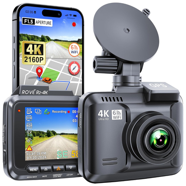 Rove R2-4K 2.4" 4K UHD Dash Cam with WiFi, GPS, & Night Vision