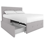 DHP Rose Upholstered Platform Underbed Storage Drawers Queen Bed