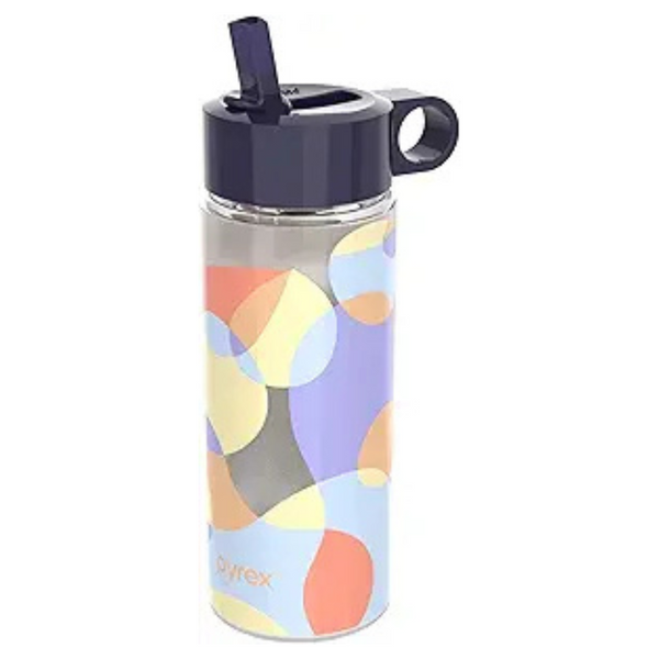 Pyrex 24-Oz Leakproof & Textured Glass Color Changing Water Bottle W/ Flip-Top Lid