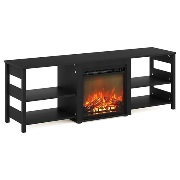 Furinno Classic 70" TV Stand With Fireplace