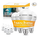 4-Pack Emergency 2,600mAh Rechargeable Light Bulbs W/ Battery Backup