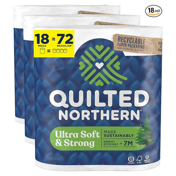 18 Mega Rolls Of Quilted Northern Ultra Soft & Strong (Or Plush) Toilet Paper