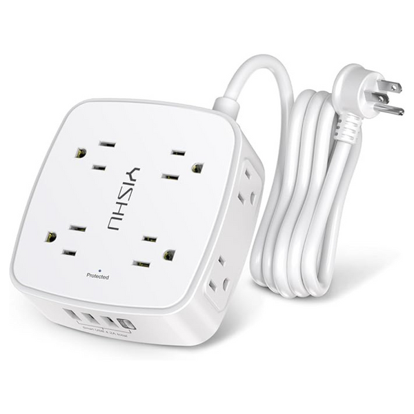 6ft Surge Protector Power Strip With 8-Outlets & 4-USB Ports
