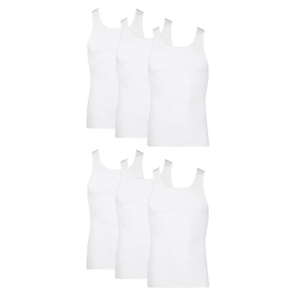 Hanes Men’s Lightweight Cotton Moisture-Wicking Tank Undershirts (6 Pack)