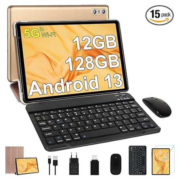 Sebbe 10" 128GB Wi-Fi Android Tablet With Keyboard And Mouse