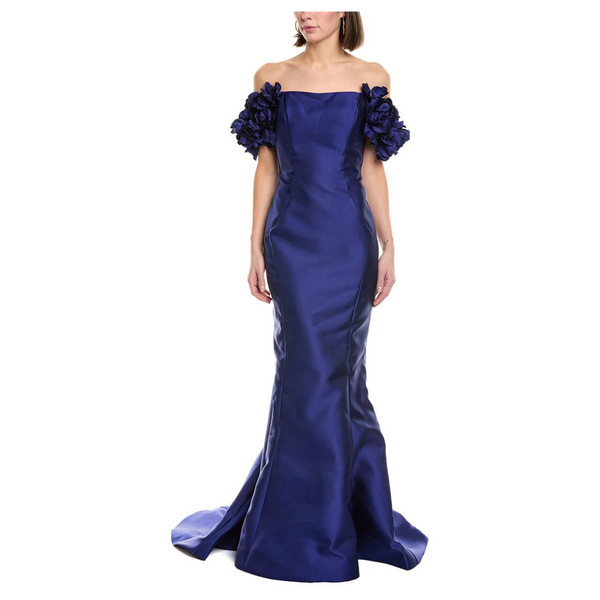 Rene Ruiz Women's Off The Shoulder Flare High Low Gown