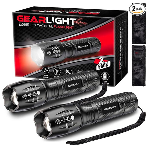 2-Pack GearLight High Lumens And 5 Modes LED Bright Flashlight