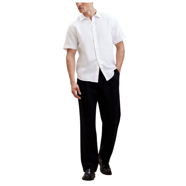 Banana Republic Factory Men's Slim Linen-Blend Shirt (White)
