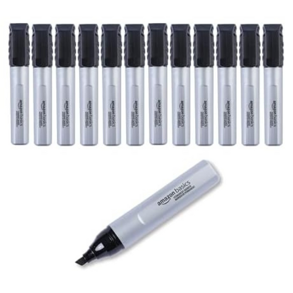12-Pack Amazon Basics Large Chisel Tip Permanent Markers