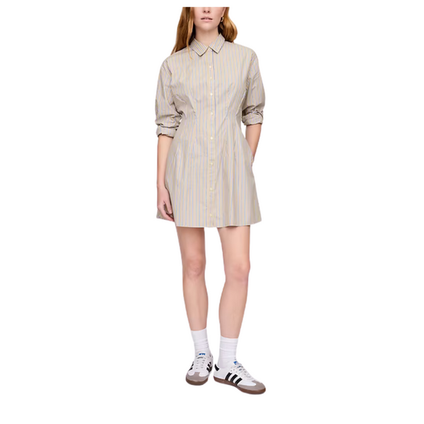 Gap Factory Women's Stripe Poplin Mini Shirtdress (Neutral Stripe)