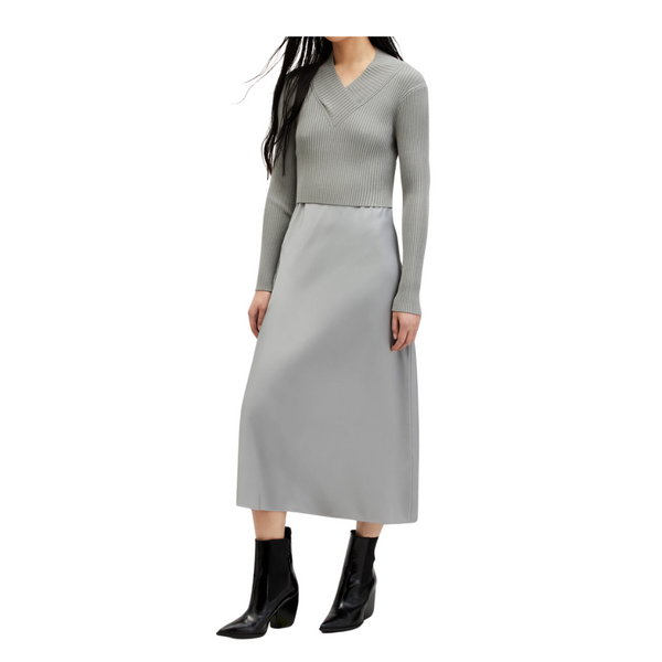 AllSaints 2-in-1 Midi Slip Dress