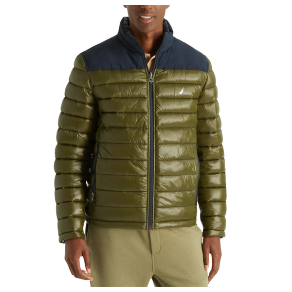 Nautica Men's Reversible Mixed Media Quilted Jacket