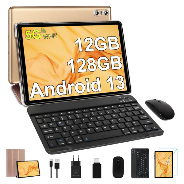Sebbe 10" 128GB Wi-Fi Android Tablet With Keyboard And Mouse