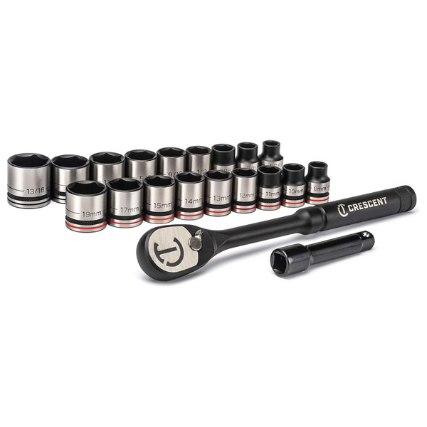 20-Piece X10 3/8" Drive 6 Point SAE/Metric Mechanics Tool Set