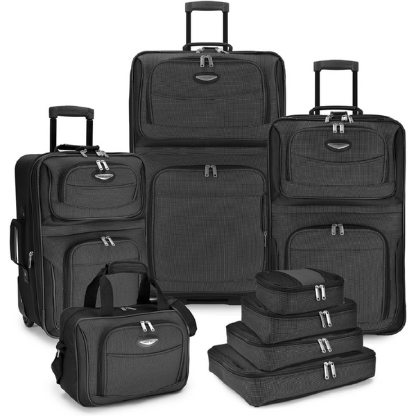 8-Piece Travel Select Amsterdam Rolling Upright Luggage Set (Gray)