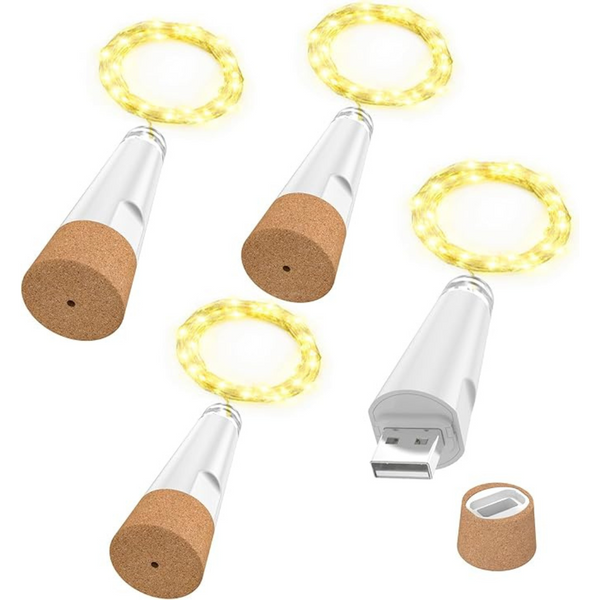 4 Pack Wine Bottle Fairy Lights with Cork