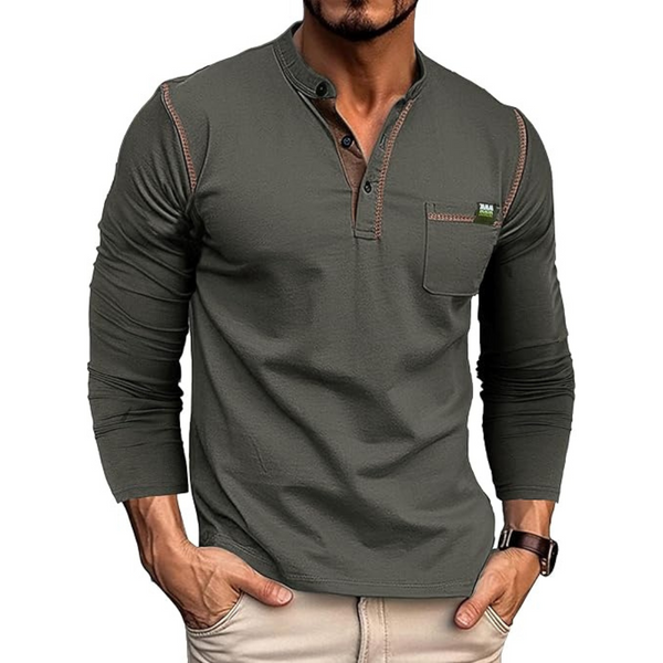 Gleam Ledra Men's Long Sleeve Henley Shirts