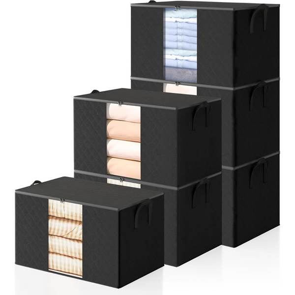 6-Pack 60L Blanket Organizers and Storage with Lids and Zipper (various)