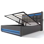 Harper & Bright Designs Queen Hydraulic Storage Platform Bed w/ LED Lights