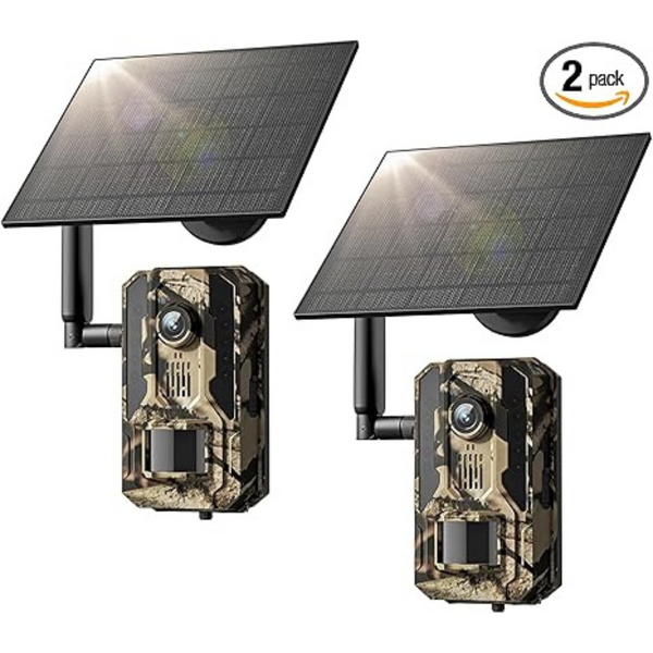 2-Pack 4G LTE Cellular Built-In SIM Cards 2K HD Trail Cameras