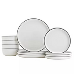 12-Piece Tabletop Unlimited Black Rim Dinnerware Set