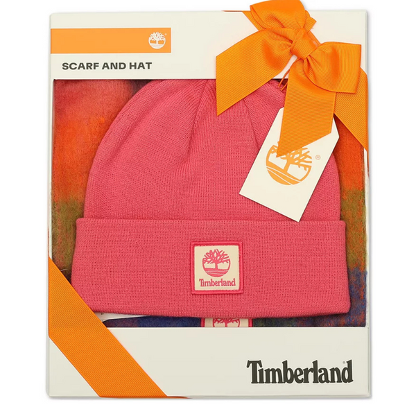 Timberland Logo Detail Multi-Check Scarf & Beanie Boxed Gift Set