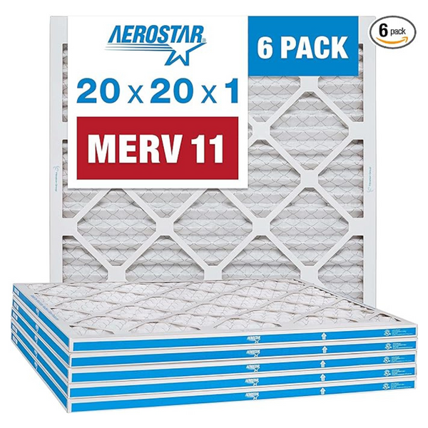 6-Pack Aerostar 20x20x1 MERV 11 Pleated AC Furnace Air Filter