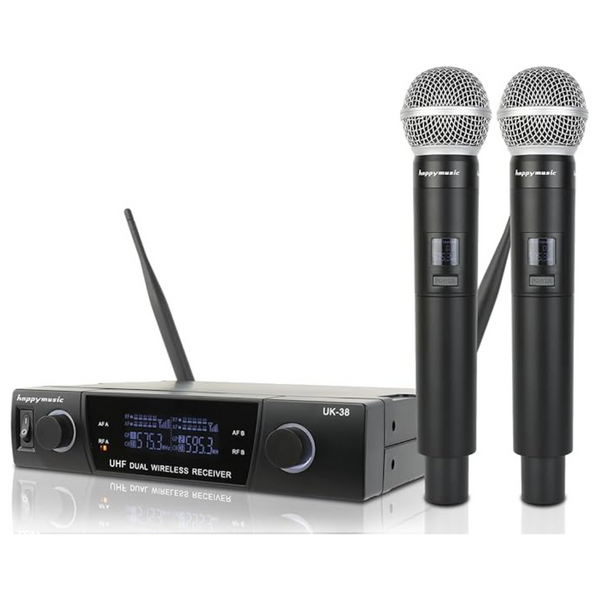 Professional UHF 2 Channel Wireless Microphone System