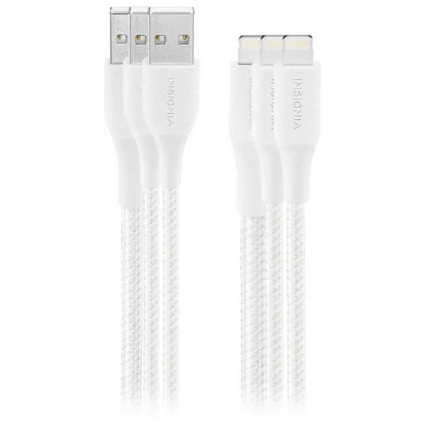 3-Pack Insignia Lightning To USB Braided Charge-And-Sync Cables