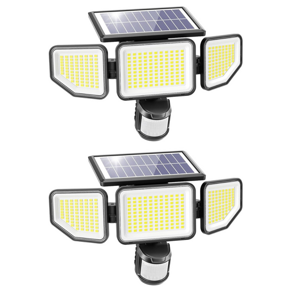258-LED 3000lm Solar Motion Sencor 3-Head Outdoor Floodlight
