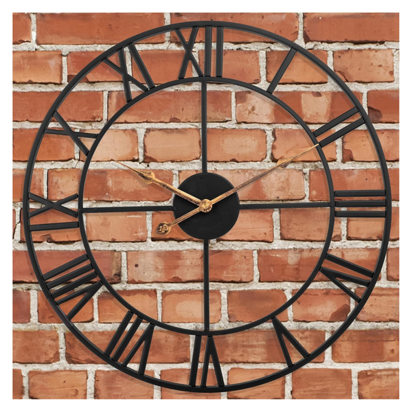 24" Outdoor Silent Non-Ticking Industrial Modern Wall Clocks (2 Colors)