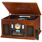 Victrola Mahogany 8-in-1 Bluetooth Record Player & Multimedia Center