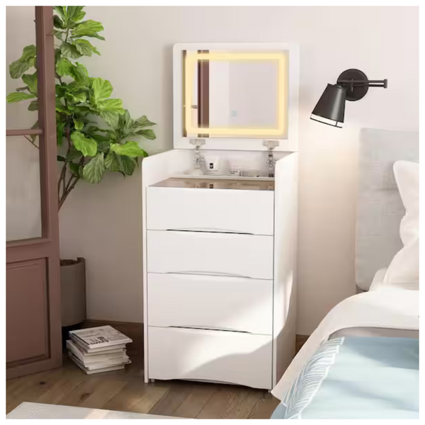 White Wood 3-Drawer Chest Of Drawers