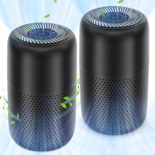 2-Pack H13 True HEPA Air Purifiers with Night Light (Black)
