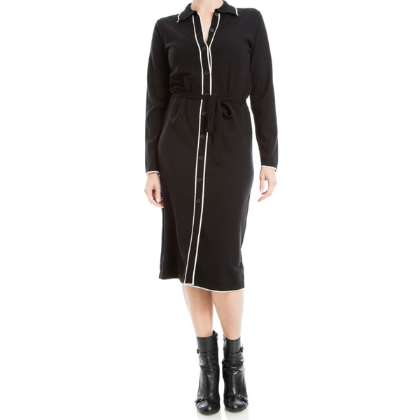 Max Studio Women's Long Sleeve Shirtdress (Camel/ Black)