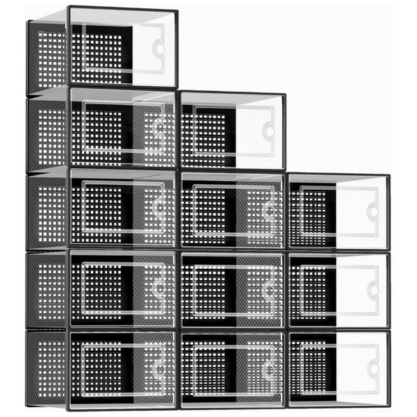 12-Count Kuject Clear Plastic Stackable Sneaker Container Bins