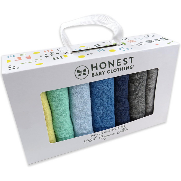 10-Pack 11.5" x 11.5" Organic Cotton Baby-Terry Wash Cloths