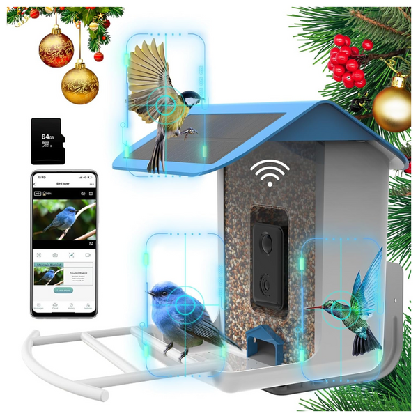 Solar Powered 2K HD AI Identify Smart Birds Feeder With Camera