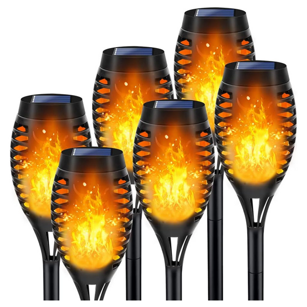 6-Pack Outdoor Solar Garden Lights With Flickering Flame